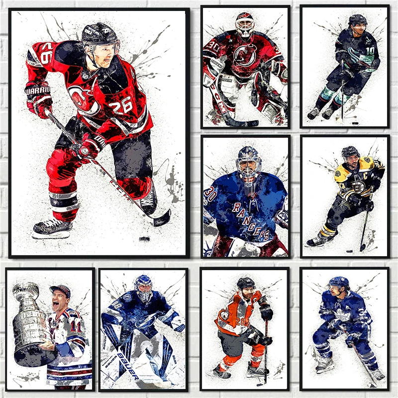 Home Gym Kids - Abstract Ice Hockey Portrait Sport Canvas