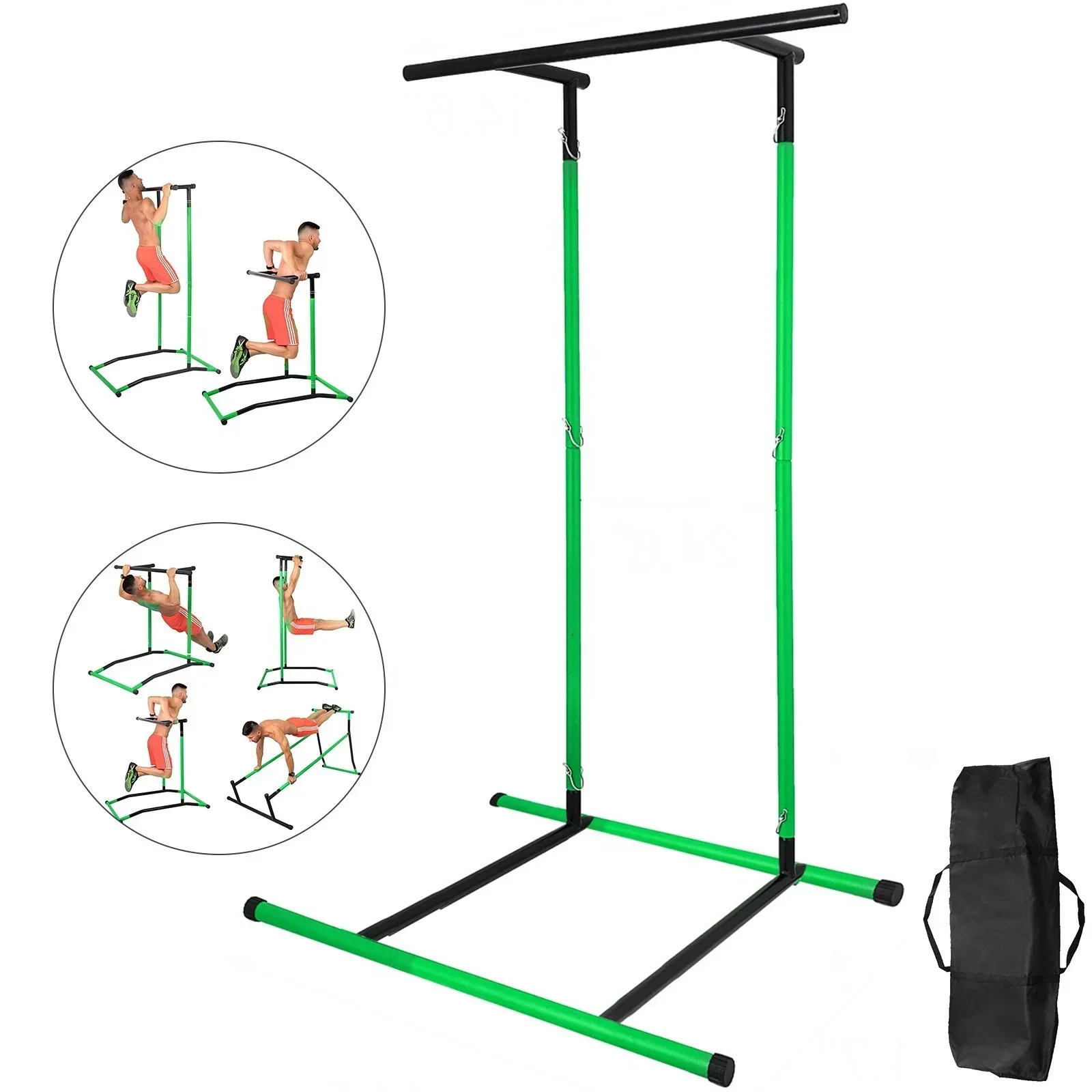Home Gym Multi Station - บาร์โหนแบบตั้งพื้นพร้อมแท่นดิปแบบพกพา ทาวเวอร์ออกกำลังกายอเนกประสงค์สำหรับยิมที่บ้าน พร้อมกระเป๋าเก็บอุปกรณ์