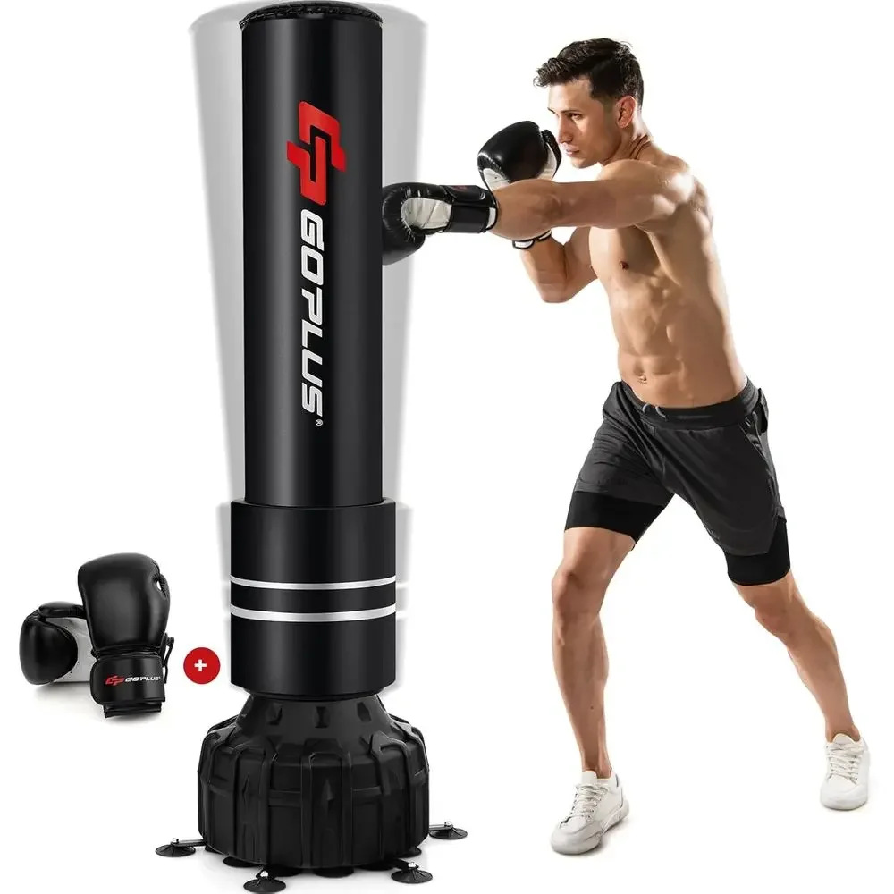 Boxing Bag Stand - ถุงชกมวยแบบถ่วงน้ำหนัก 71 ปอนด์ พร้อมขาตั้ง ถุงมือ และฐาน